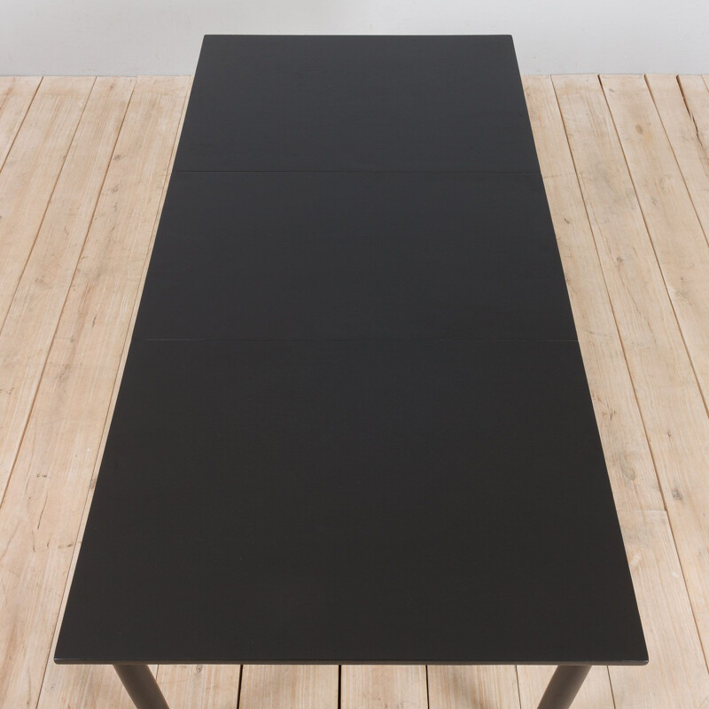 Mid century Danish extendable oakwood table in black lacquer, 1960s