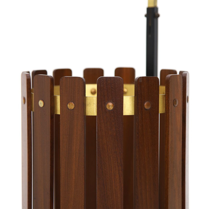 Vintage umbrella stand in wood and metal, 1950s