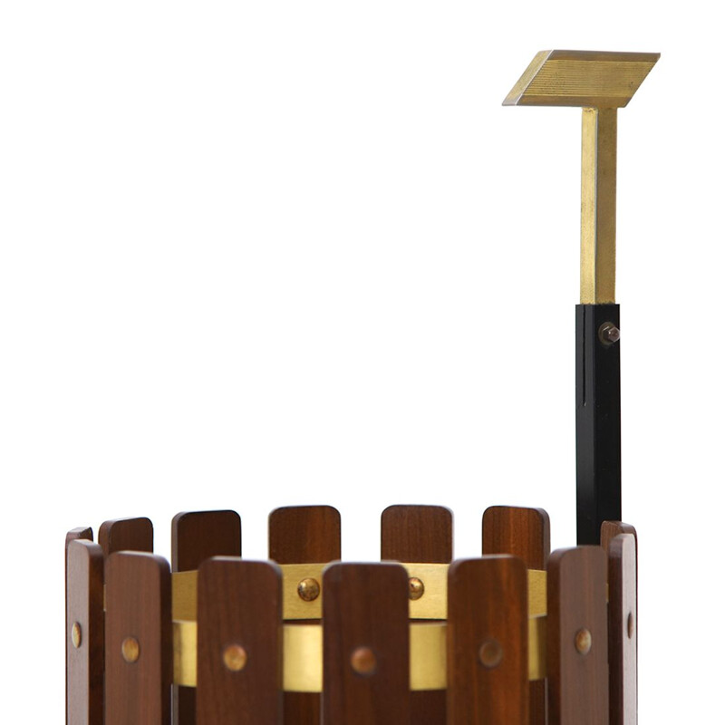 Vintage umbrella stand in wood and metal, 1950s