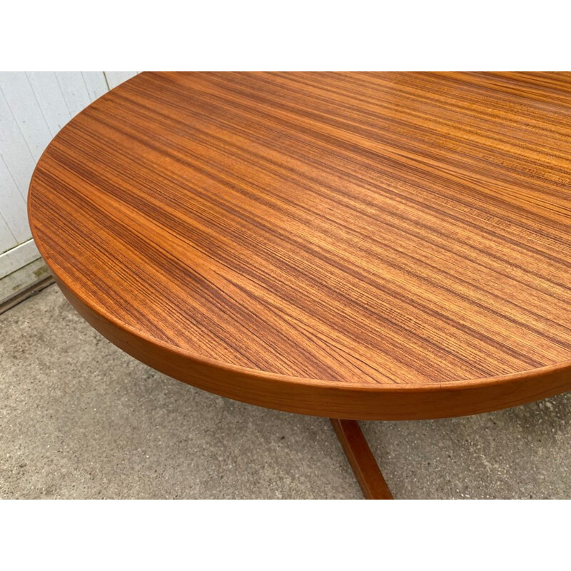 Scandinavian vintage teak oval extendable table, 1960