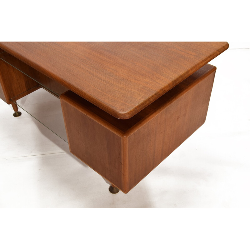 Dutch Zijlstra "Poly-Z" desk in walnut and brass, A. A. PATIJN - 1950s