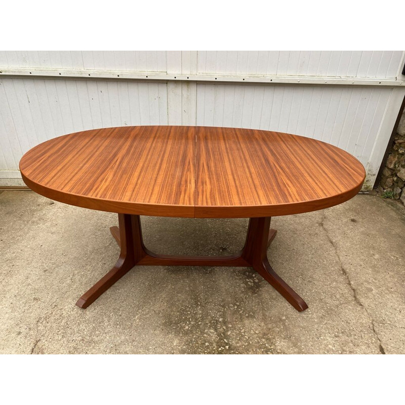 Scandinavian vintage teak oval extendable table, 1960