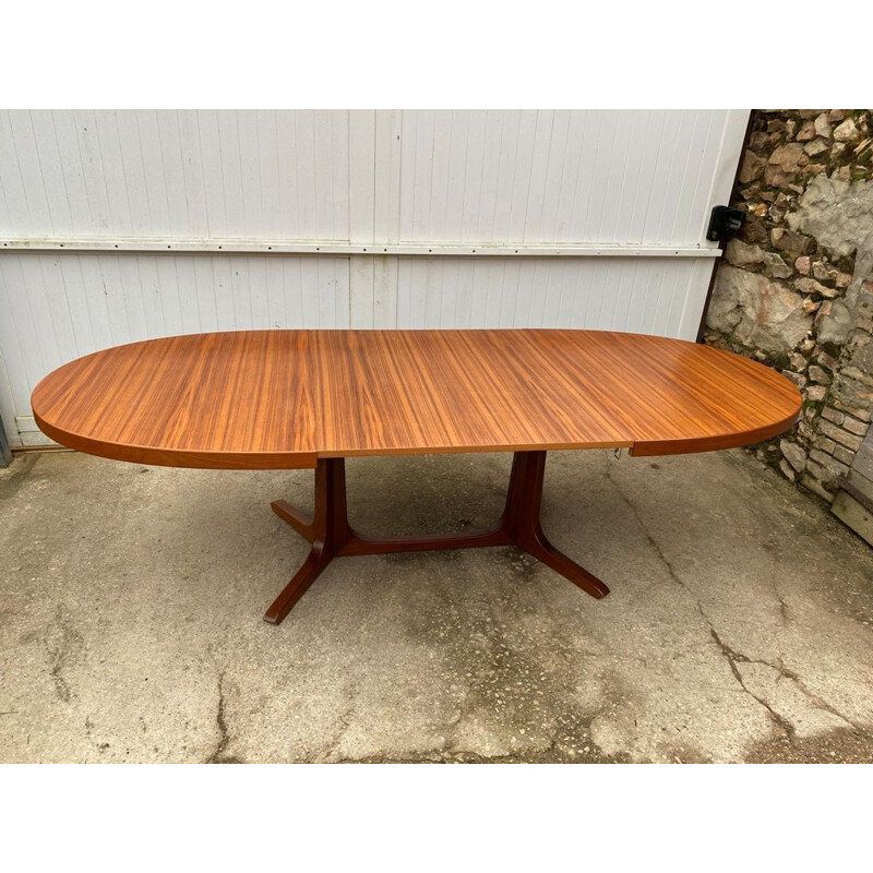 Scandinavian vintage teak oval extendable table, 1960