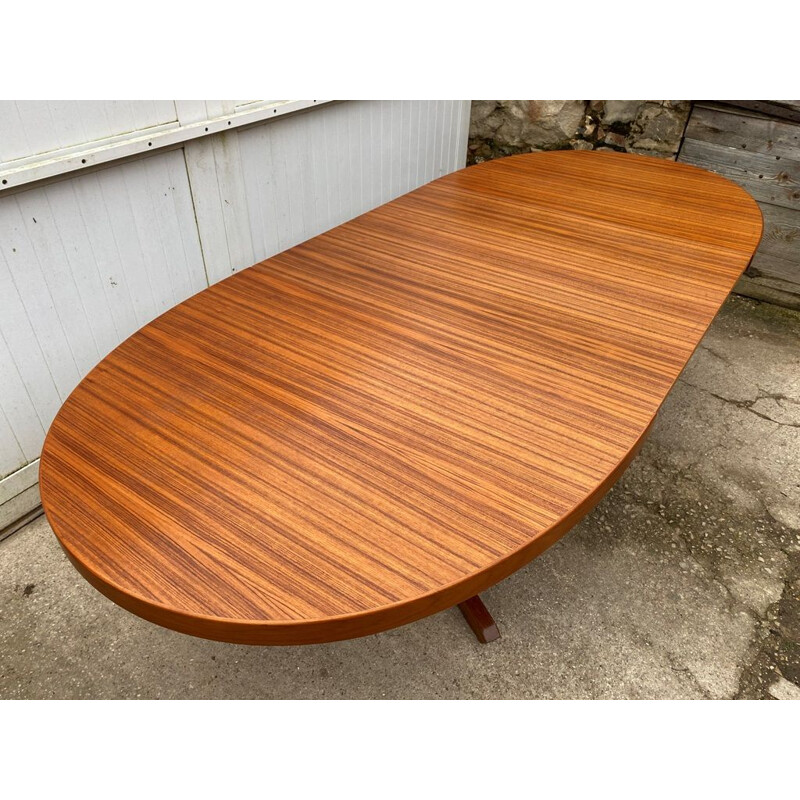 Scandinavian vintage teak oval extendable table, 1960