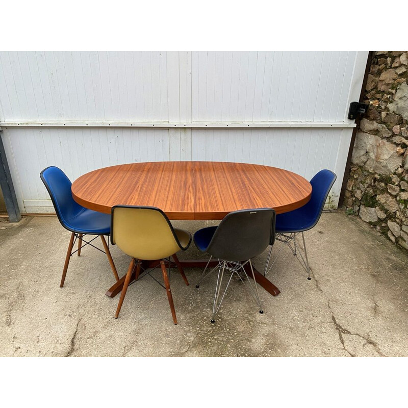 Scandinavian vintage teak oval extendable table, 1960