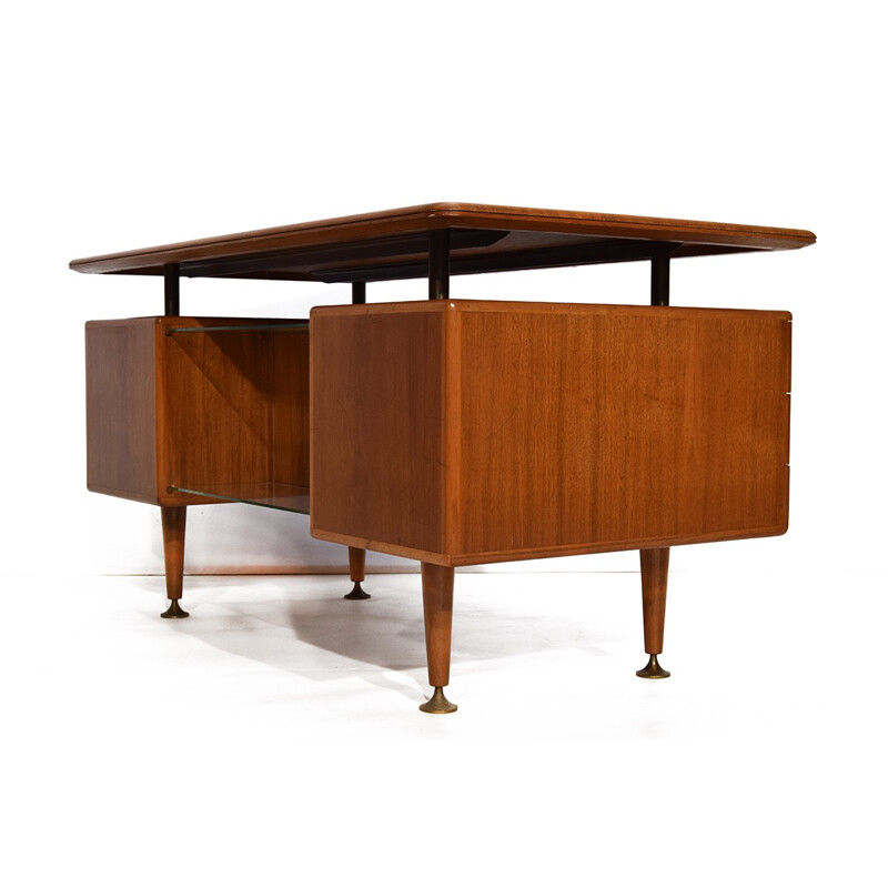 Dutch Zijlstra "Poly-Z" desk in walnut and brass, A. A. PATIJN - 1950s