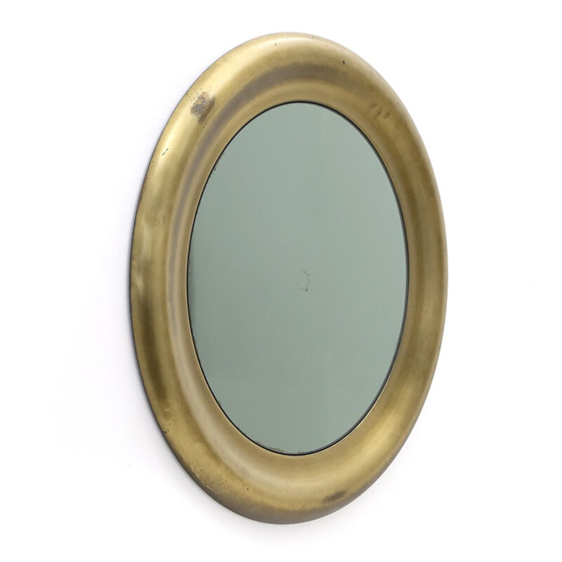 Specchio vintage in metallo dorato Reggiani, 1970