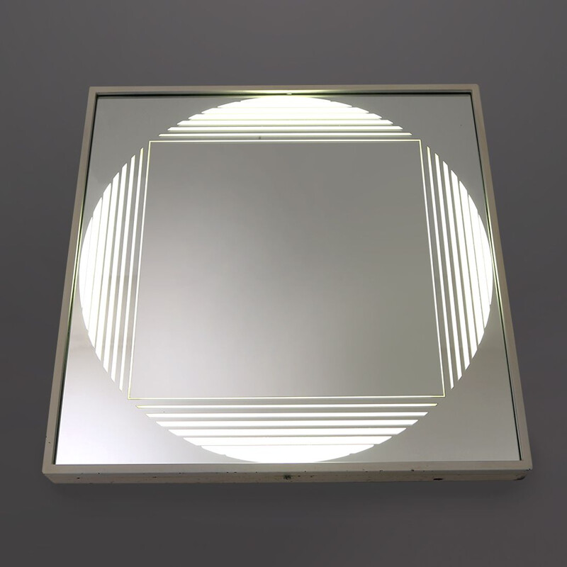 Vintage illuminated mirror by Gianni Celada for Fontana Arte, 1970s