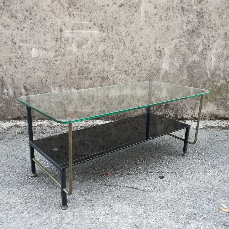 Asymmetrical vintage glass coffee table