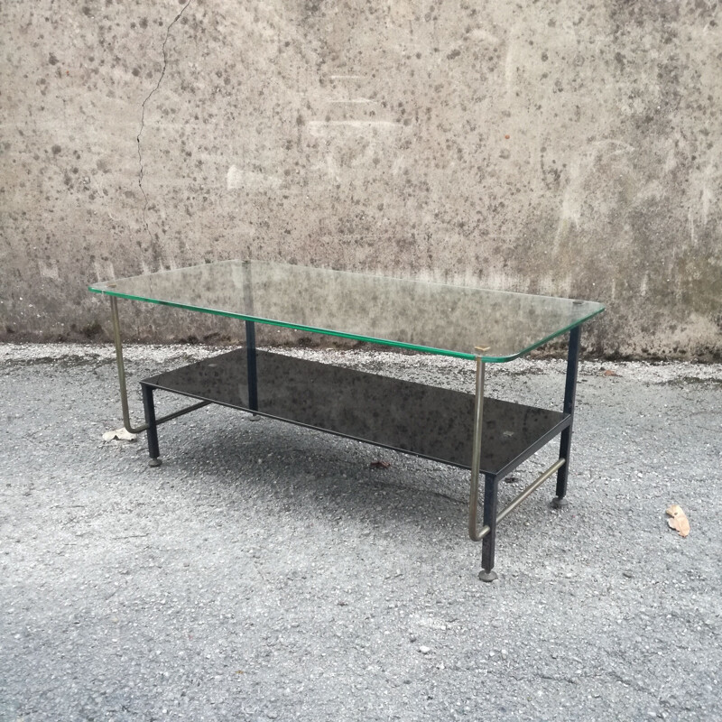 Asymmetrical vintage glass coffee table