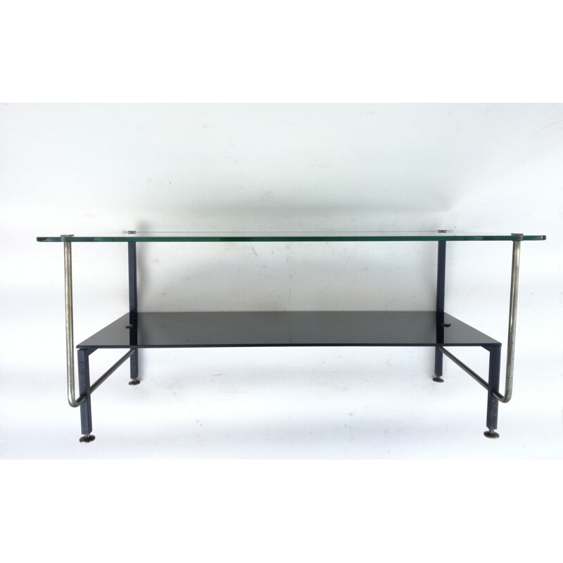 Asymmetrical vintage glass coffee table