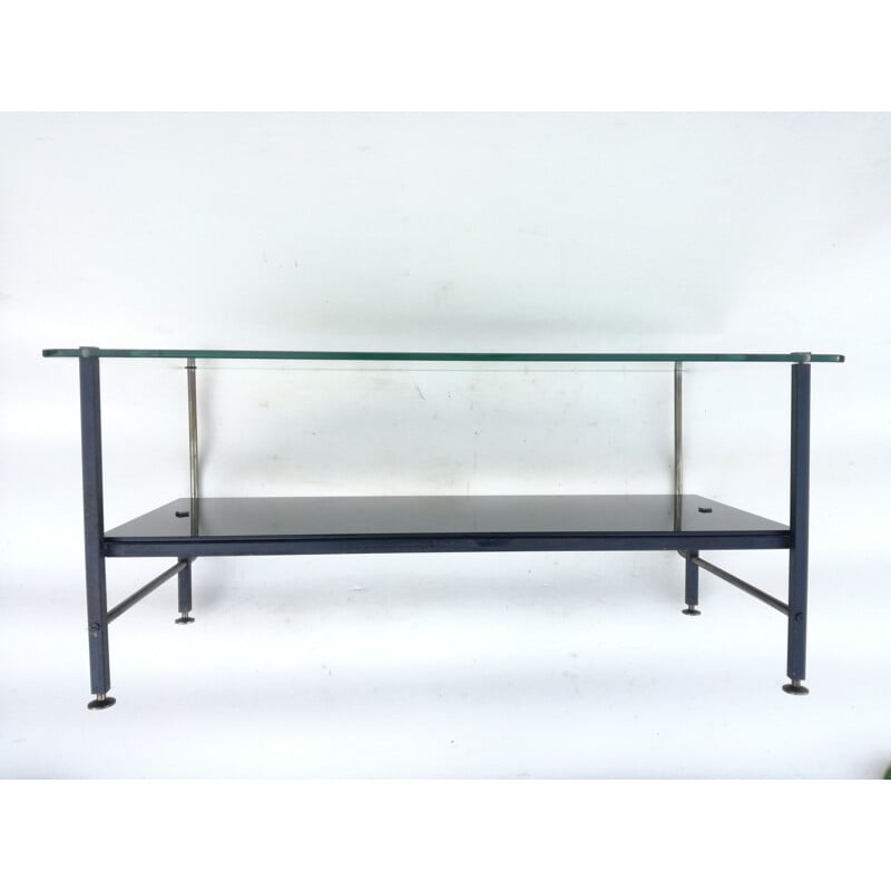 Asymmetrical vintage glass coffee table