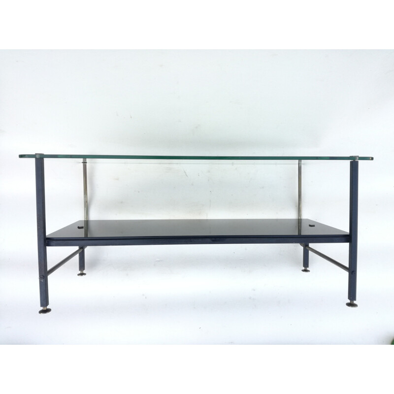Asymmetrical vintage glass coffee table