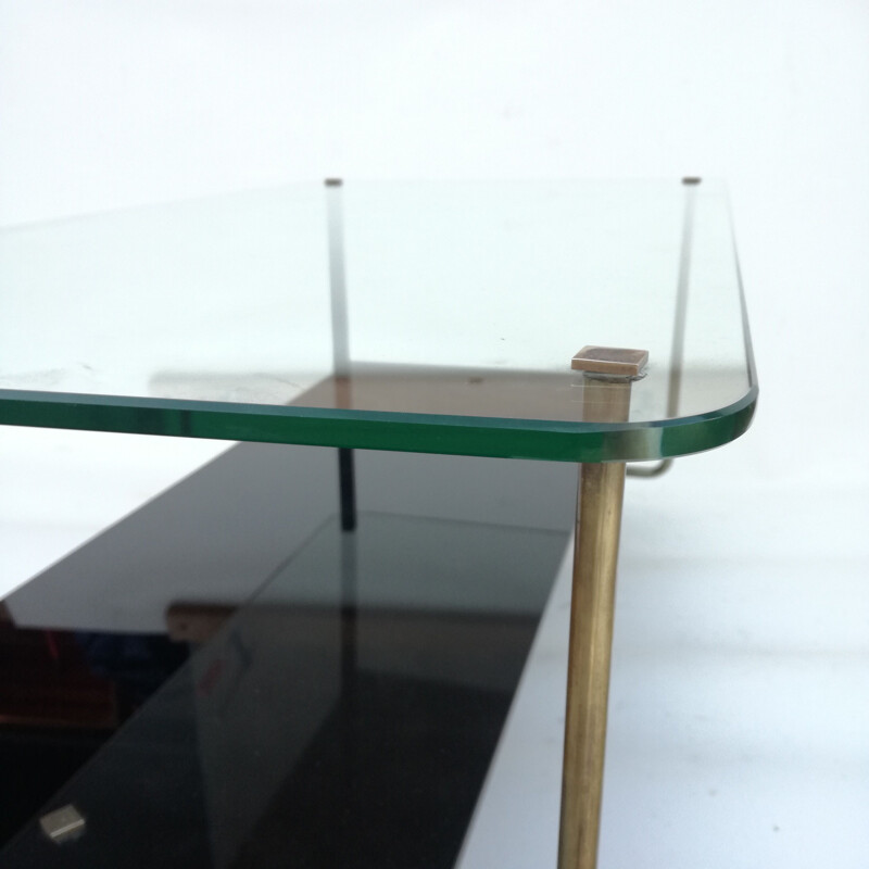 Asymmetrical vintage glass coffee table