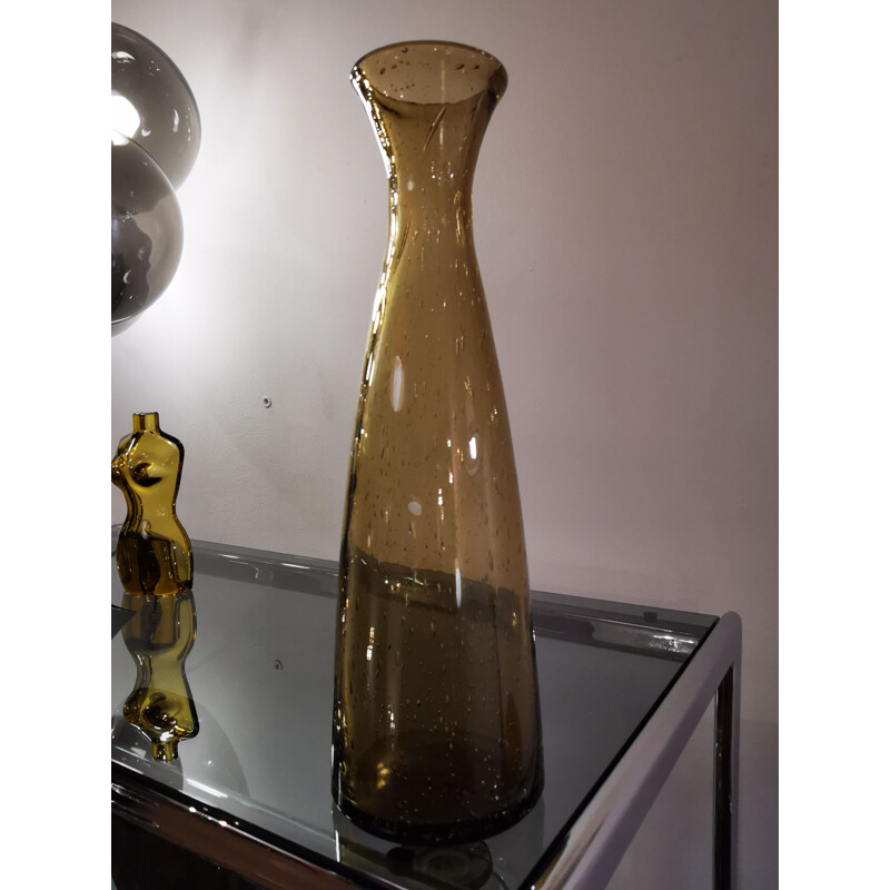 Carafe vintageen verre soufflé bouche de Bendor, France 1960