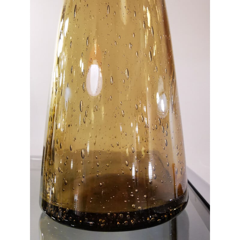 Carafe vintageen verre soufflé bouche de Bendor, France 1960