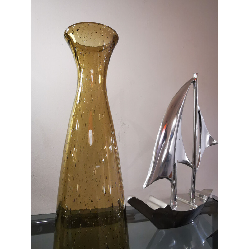 Decanter vintage in vetro soffiato a bocca di Bendor, Francia 1960