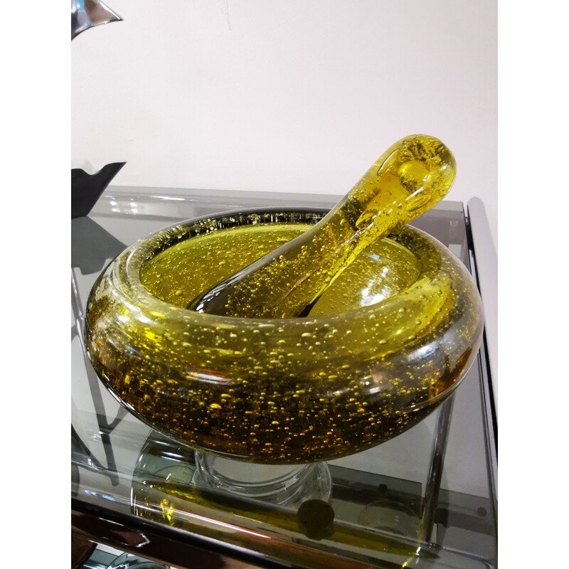 Vintage mortar and pestle from the Biot glass factory, 1970
