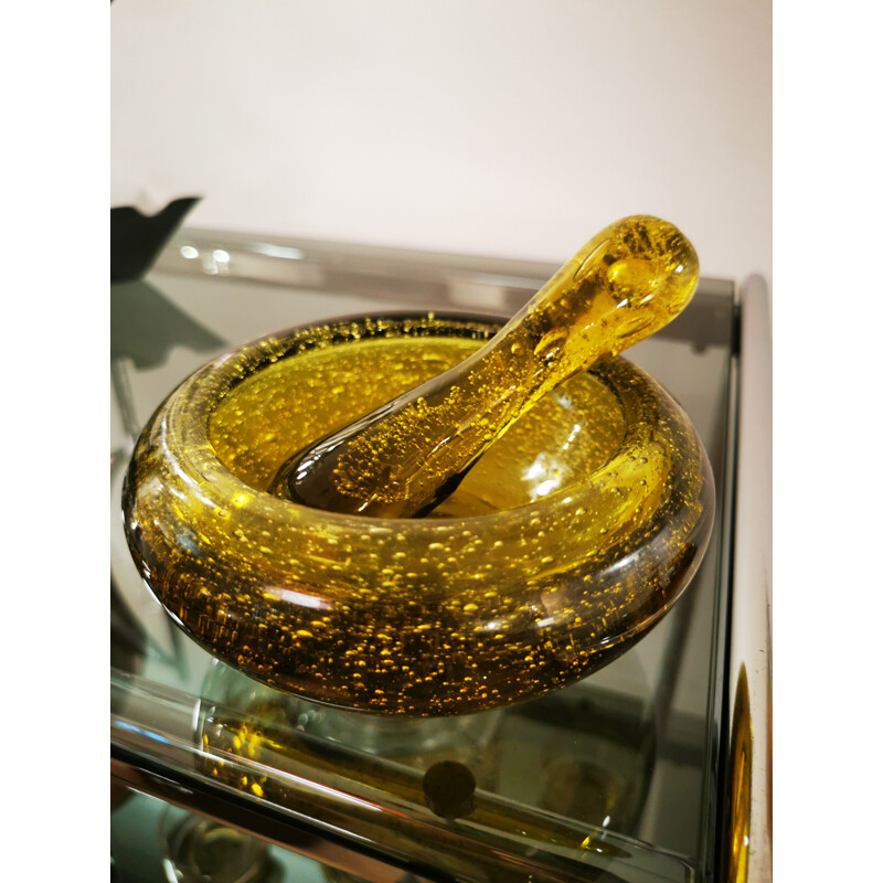 Vintage mortar and pestle from the Biot glass factory, 1970
