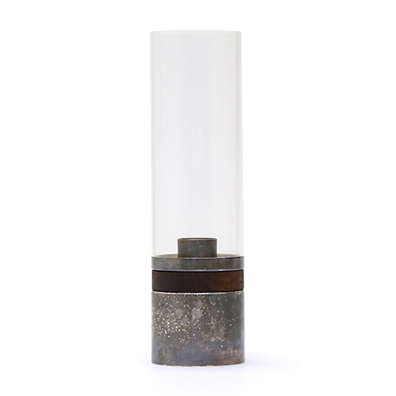 Vintage silver plated wood and plexiglass candlestick by Christofle, 1960