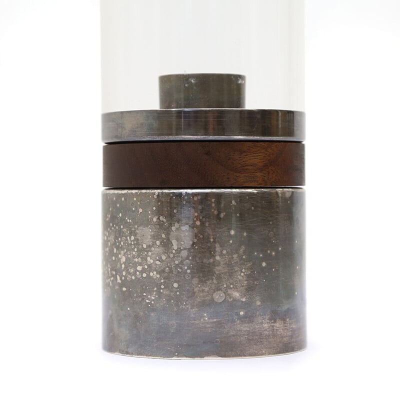Vintage-Kerzenhalter aus versilbertem Holz und Plexiglas von Christofle, 1960