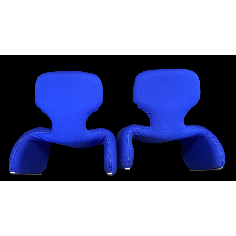 Pair of vintage Djinn aromchairs and single footrest by Olivier Mourgue for Airborne