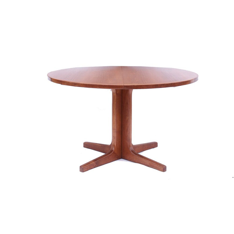 Scandinavian vintage round table with central leg, 1950-1960