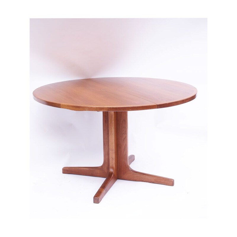 Scandinavian vintage round table with central leg, 1950-1960