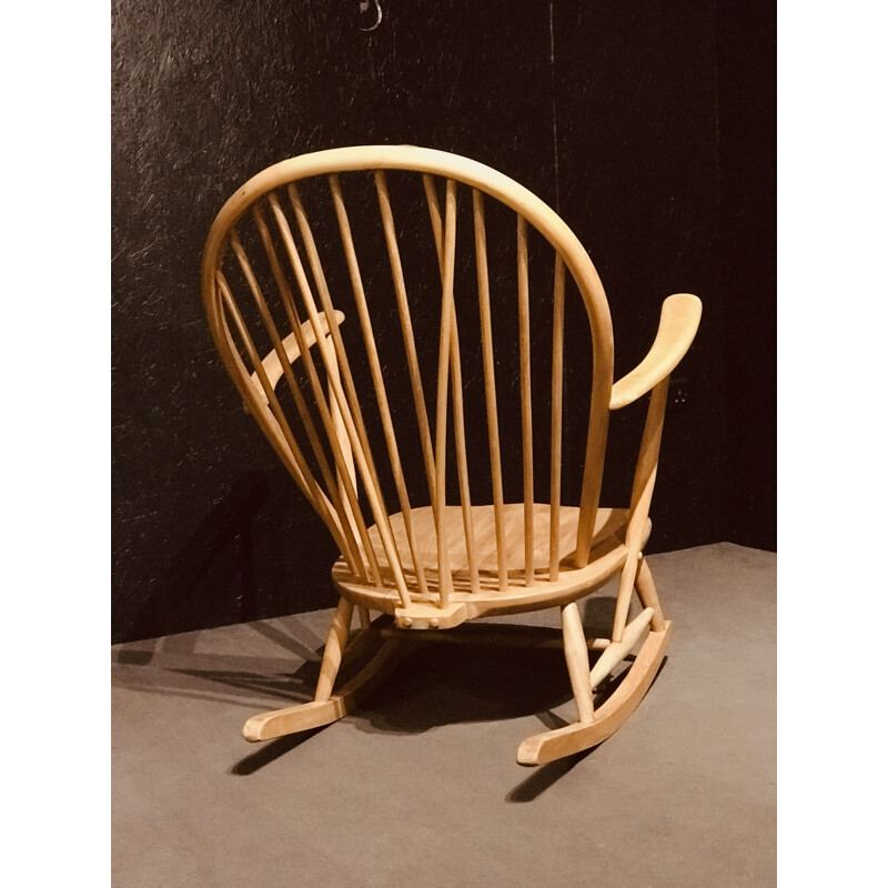 Chaise à bascule vintage en bois d'orme clair par Lucian Ercolani pour Ercol, 1960