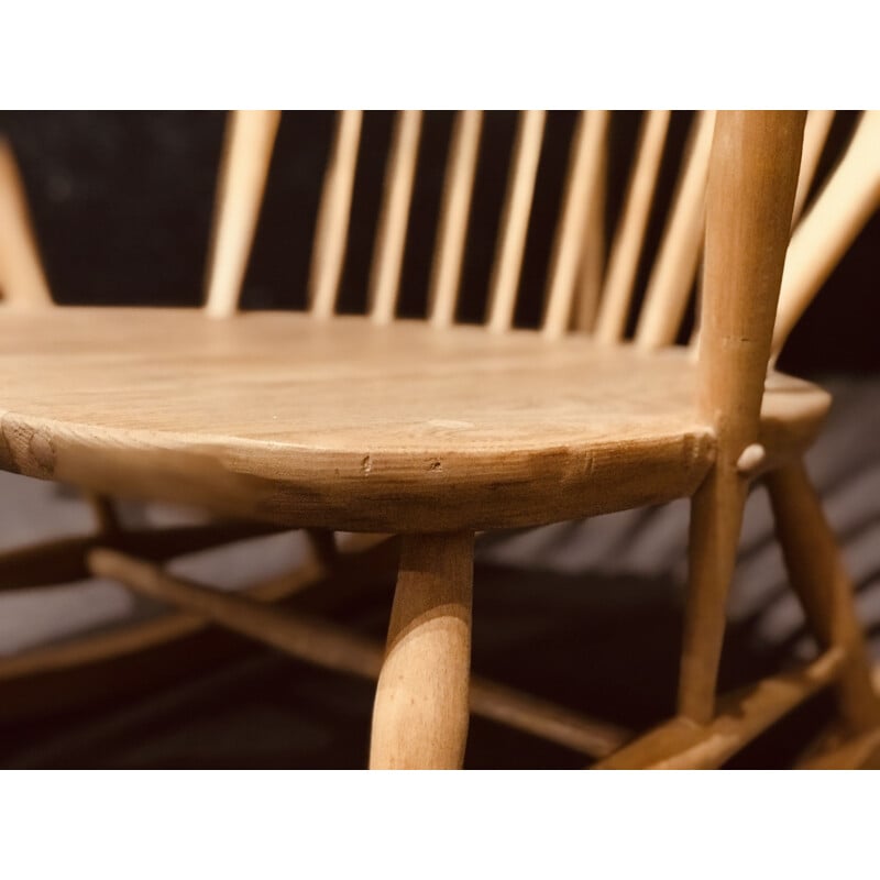 Chaise à bascule vintage en bois d'orme clair par Lucian Ercolani pour Ercol, 1960