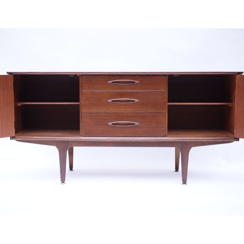 Scandinavian vintage honey brown teak sideboard, 1960