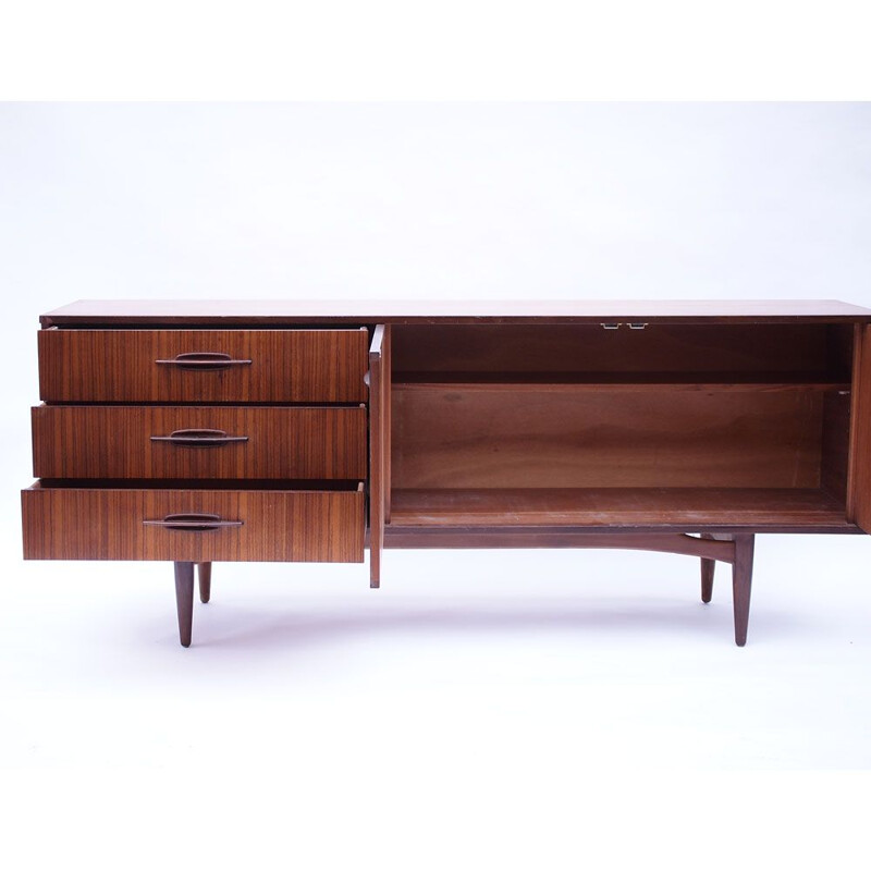 Scandinavian vintage brown teak sideboard, 1950-1960