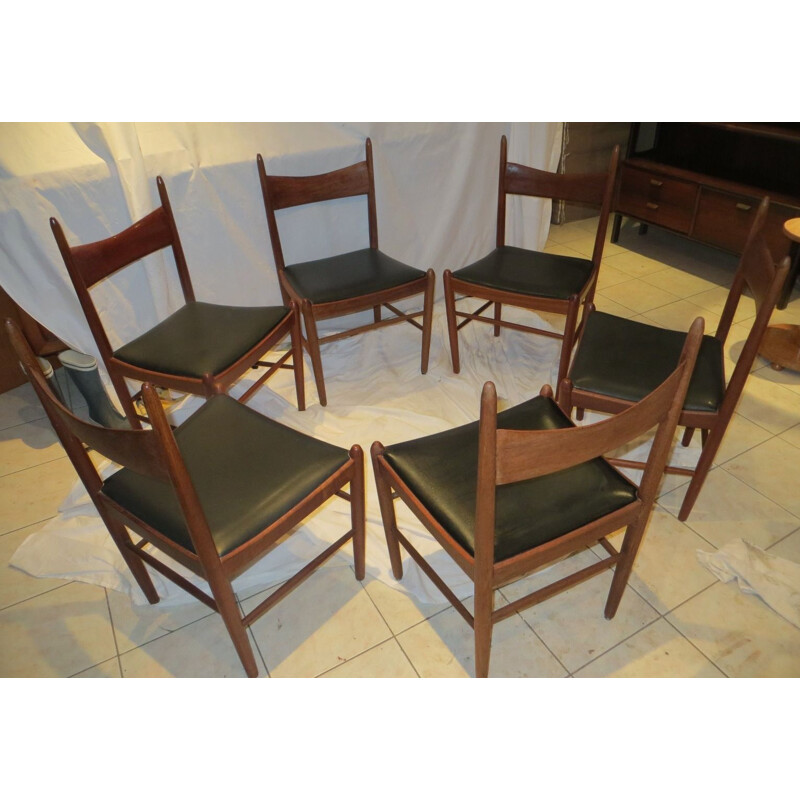 Scandinavian set of 6 chairs by Vestervig ERIKSEN - 1960s