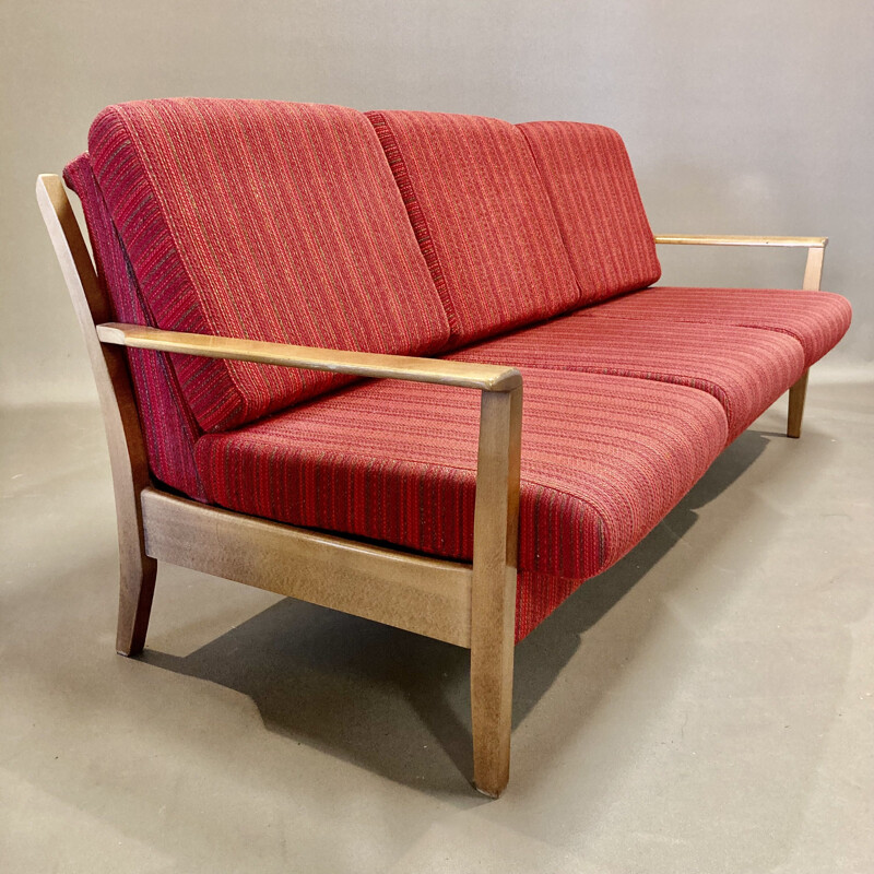 Canapé lit scandinave vintage à 3 places, 1950