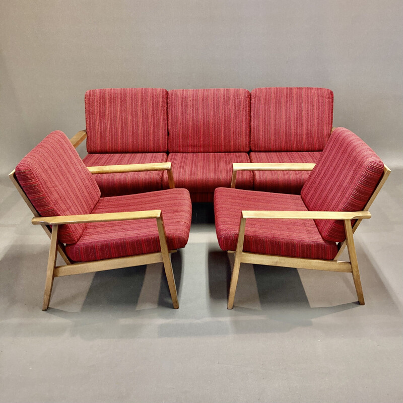 Canapé lit scandinave vintage à 3 places, 1950