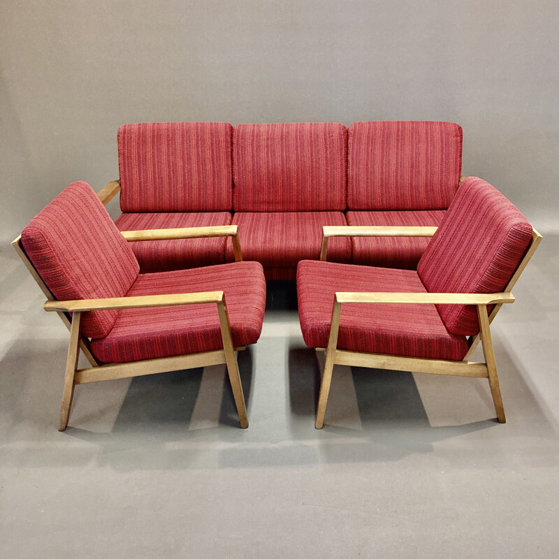 Scandinavian vintage 3-seater sofa bed, 1950