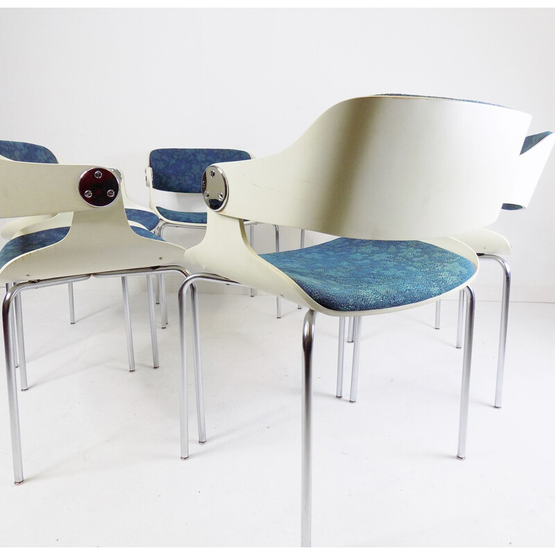 Conjunto de 6 cadeiras de conferência de vintage por Eugen Schmidt