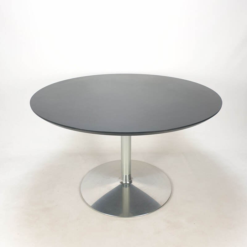 Vintage round wooden dining table by Pierre Paulin for Artifort, 1960s