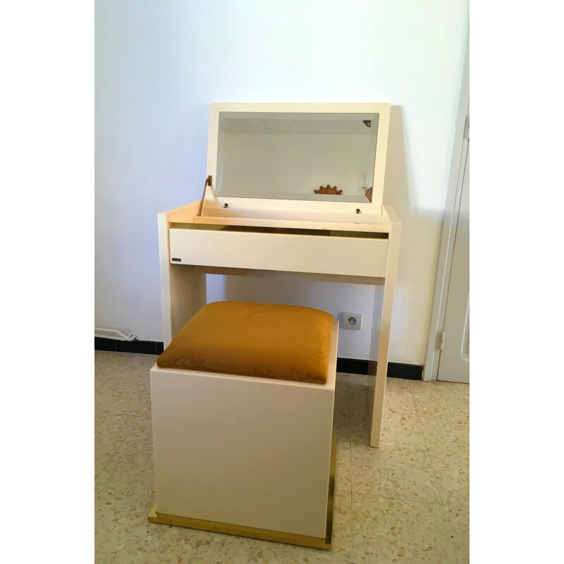 Coiffeuse vintage avec tabouret d'Eric Maville, 1980