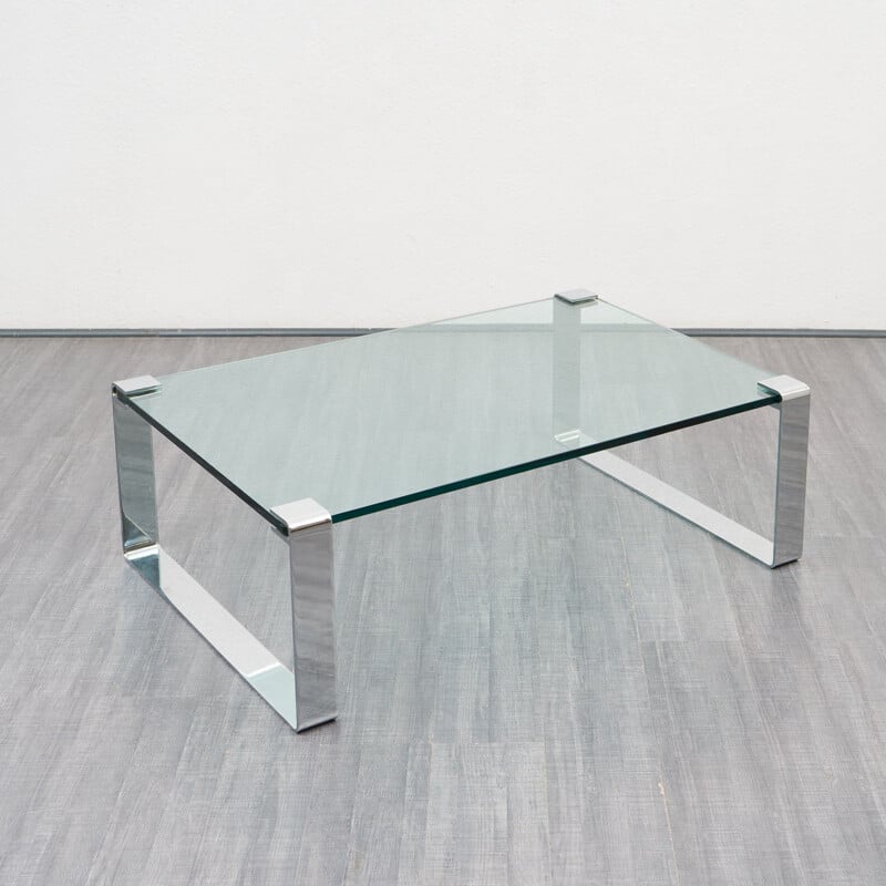 Table basse vintage en verre de Peter Draenert, 1960