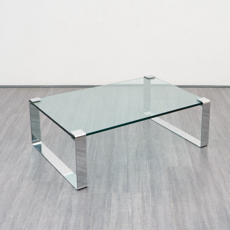 Vintage glass coffee table by Peter Draenert, 1960s