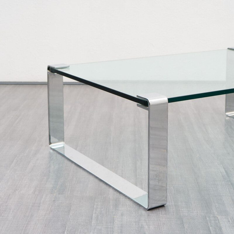 Vintage glass coffee table by Peter Draenert, 1960s