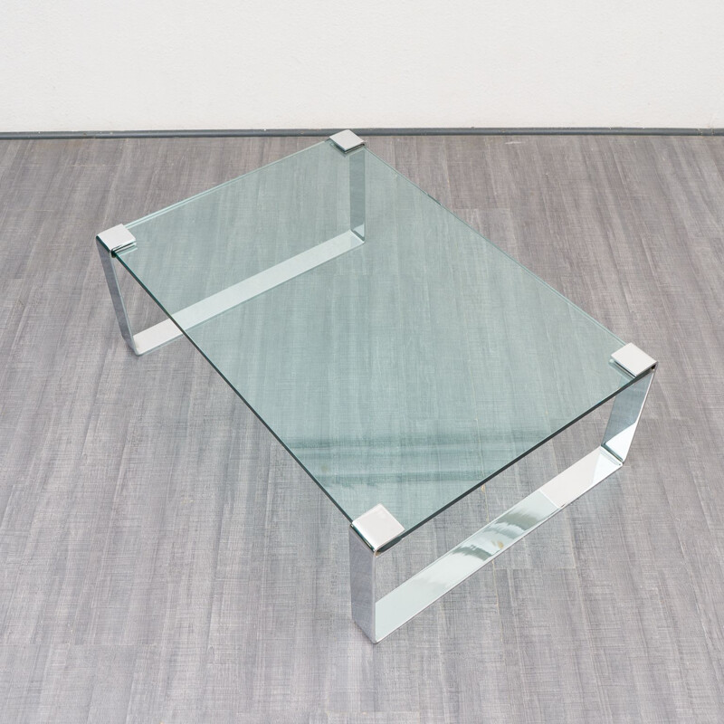 Vintage glass coffee table by Peter Draenert, 1960s