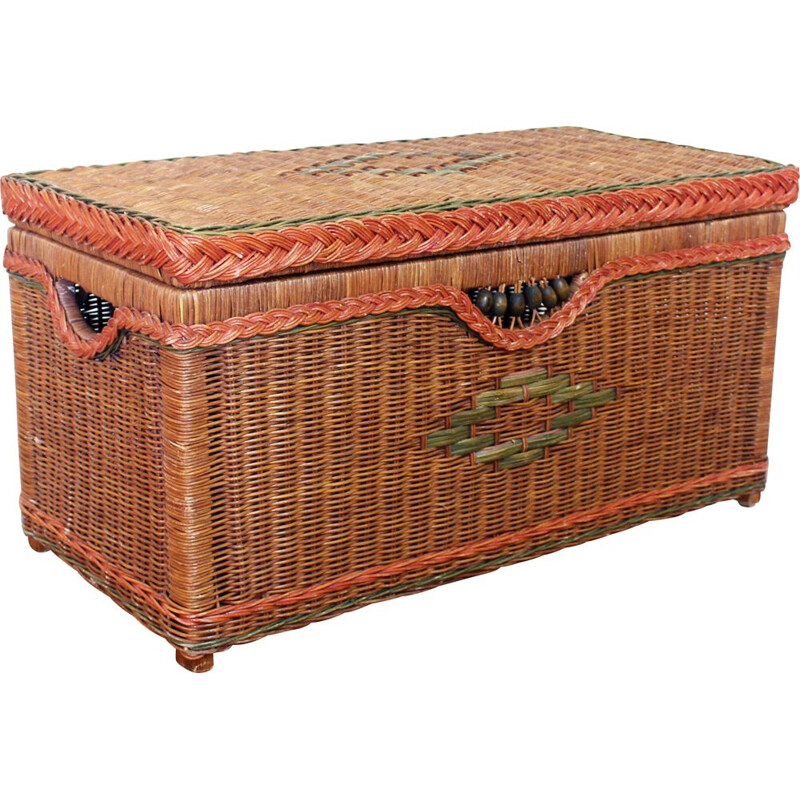 Vintage wicker trunk, 1970