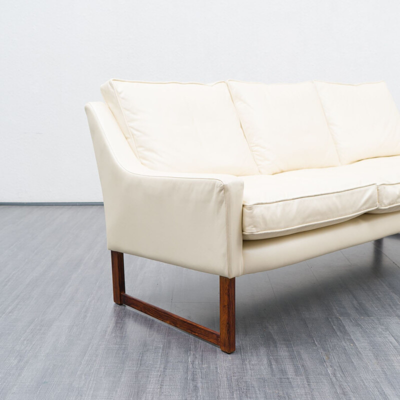 Vintage white leather sofa by Rudolf Glatzel for Kill International, 1960s