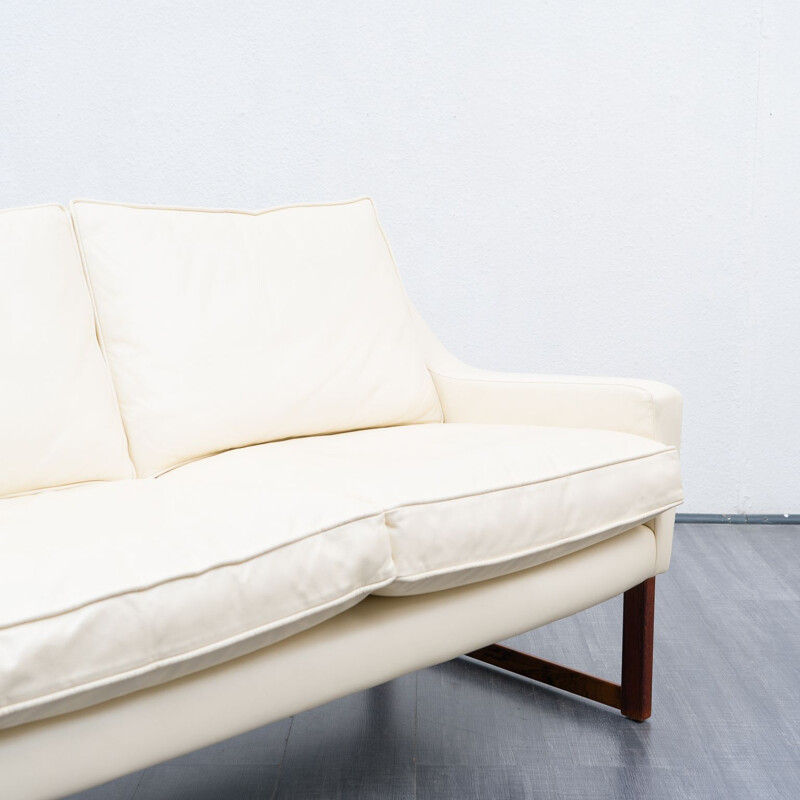 Vintage white leather sofa by Rudolf Glatzel for Kill International, 1960s