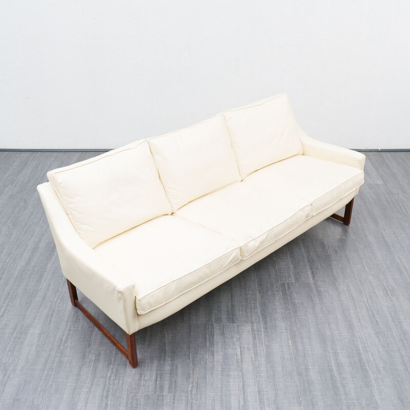 Vintage white leather sofa by Rudolf Glatzel for Kill International, 1960s