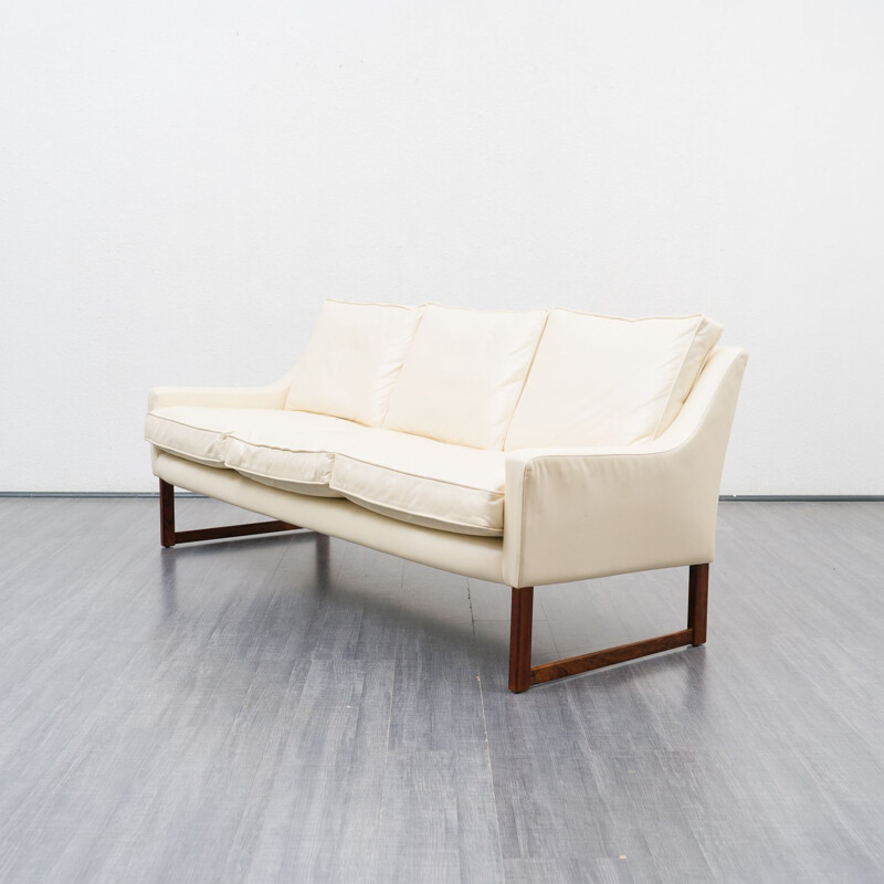 Vintage white leather sofa by Rudolf Glatzel for Kill International, 1960s