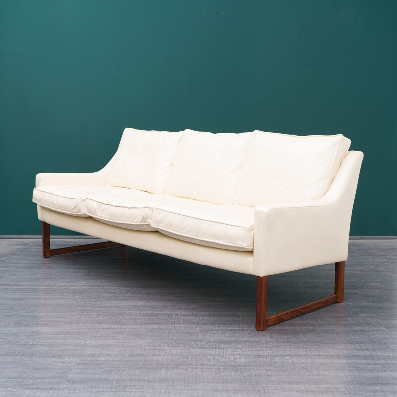 Vintage white leather sofa by Rudolf Glatzel for Kill International, 1960s