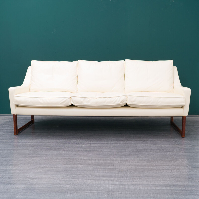 Vintage white leather sofa by Rudolf Glatzel for Kill International, 1960s